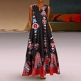 thumbnail image 1 of SMihono Robe Bohème d'Été pour Femmes Grande Taille Femmes Vintage Quotidienne Décontractée Sans Manches à Rayures Imprimée à Col en V Robe Maxi d'Été, 1 of 5