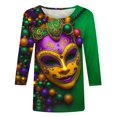 thumbnail image 4 of Penkiiy Blouse de Carnaval pour Femme Mardi Gras Mode Imprimé Décontracté Col Rond Manches 3/4 T-shirt Blouse m Multicolore, 4 of 5
