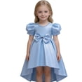 thumbnail image 1 of HXWCHs Robe à Volants Élégante en Satin Dos Nu Robe de Concours pour Filles Performance sur Scène et Bleu Ciel 5-6 Ans, 1 of 5