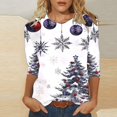 thumbnail image 1 of QIPOPIQ Hauts pour Femmes Manches 3/4 Col Ras du Cou T-Shirts Mignons Décontractés Imprimé Hauts Tendance T-Shirt Trois Quarts Chandail d'Été Liquidation, 1 of 5