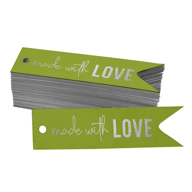 Inkdotpot Silver Foil Paper Hang Tags Made With Love Text Favor Tags 50 Pieces