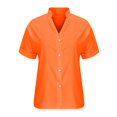 thumbnail image 4 of Hauts pour Femmes de Couleur Unie à Boutons T-Shirts Blouse à Col en V, 4 of 8