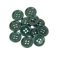 thumbnail image 1 of Mibo 12 Pcs Rond en Mélamine Buttons avec Rebord - 24 L (15 mm) - 4 Trous - Vert Chasseur, 1 of 2
