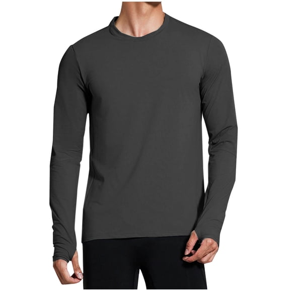 UAMVSH Sun Protection Shirts for Men Color Block Fashion Running T-Shirts Casual Lightweight Long Sleeve Athletic Tops with Thumb Hole(Large,Black)