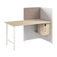thumbnail image 2 of Hustle 60-inch Office Cubicle Desk with Storage in White/Elm - Engineered Wood, 2 of 7