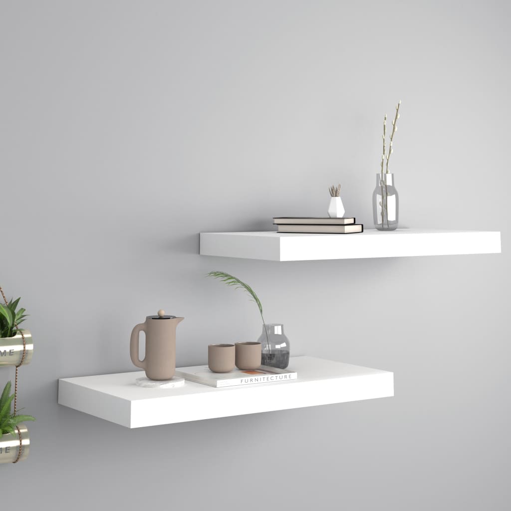 vidaXL Étagères Murales Flottantes 2 Pcs Blanc 50x23x3,8 cm MDF