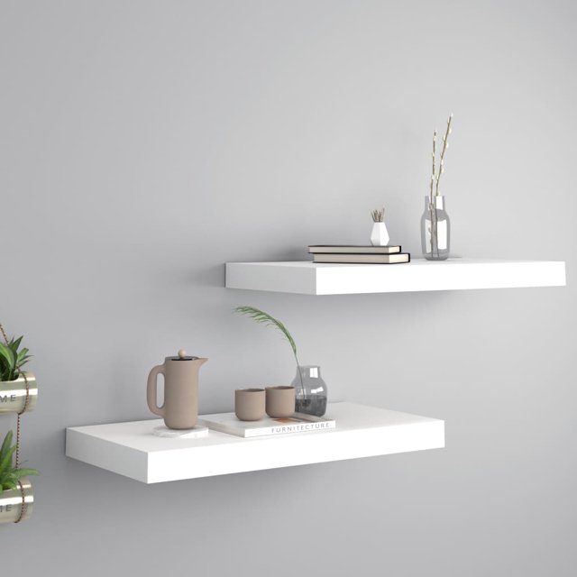 vidaXL Floating Wall Shelves 2 pcs White 50x23x3.8 cm MDF