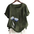 thumbnail image 4 of Birdeem Chemise Décontractée d'Été pour Femmes Col Rond Manches Courtes Imprimé Ample, 4 of 5