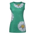 thumbnail image 3 of Qertyioot Hauts pour Femmes Hauts d'Été Col Rond Imprimé Marguerite Débardeur Sans Manches T-Shirts Blouse Graphique, 3 of 9