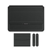 ZZkhGO 13-14 Inch Universal Laptop Bag, Multifunctional Computer Stand Sleeve, Portable Leather Laptop Case with Adjustable Stand
