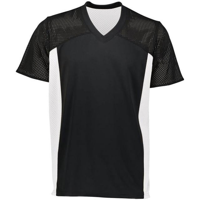 ASI 264.420.M Chandail de Football Réversible pour Adulte avec Drapeau, Noir et Blanc - Moyen