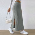 thumbnail image 4 of Women's High Waist Stretchy Rib Knit Split Slit Hem Midi Pencil Skirt, 4 of 6