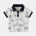 thumbnail image 2 of Toddler Boys T-Shirts Summer Solid Short Sleeve Cute Cartoon Print Button Tee Blouse Spring Shirts For Boy 3-4T, 2 of 5