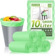 160 Counts Compost Bags Biodegradable Garbage Bag 3 Gallon Small Trash Bags Thicken Green Kitchen Food Wast Bags for Office Bedroom Bathroom Kitchen fit 8-15L Wastebasket Liners