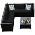 thumbnail image 4 of Gymax Ensemble de Conversation pour Terrasse en Rotin 6 Pcs, Sectionnel d'Extérieur avec Coussins Noirs, 4 of 8