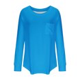 thumbnail image 4 of Timegard Womens Tops Crewneck Long Sleeve Drop Shoulder Basic Tee Fall Casual Loose Tops with Pocket, 4 of 5