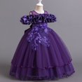 thumbnail image 2 of Ashirexll Robe de Performance Sans Manches pour Filles Jupe Tutu en Maille Col Rond Robe Trapèze Formelle pour Hôte Fête Tenue de Danse Âge 3-14 Ans Violet 5 Ans, 2 of 3
