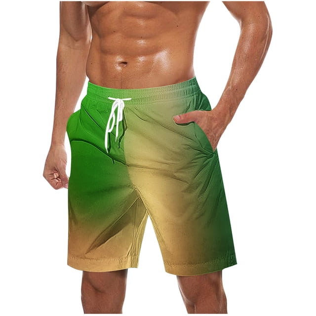 Cameland Large Size Shorts Men, Gradient Drawstring Elastic Waist Shorts Summer Casual Beach Quick Dry Shorts