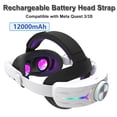 thumbnail image 1 of 12000mah Rechargeable Battery Head Strap Compatible with Meta Quest 3/3S Headband VR Accessory With RGB Light-Black&White, 1 of 7