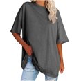 thumbnail image 1 of Plebaso T-Shirts Surdimensionnés pour Femmes 2025 Manches Courtes Hauts Amples Col Rond Décontracté Uni T-Shirts Basiques pour Femmes, 1 of 5