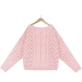 thumbnail image 4 of EGNMCR Chandail à Col Rond pour Femme Automne et Hiver, Épaules Dénudées, Chandail Ample, Couleur Unie, Col à Lignes, Chandail à Enfiler, Chandail à Col Ras du Cou, Chandail pour Femme, 4 of 6