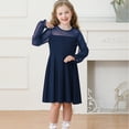 thumbnail image 4 of Robes pour Préadolescentes à Manches Longues, Évasées à Étages, Ligne A, Robes de Printemps pour Filles, Robes Bleu Marine pour Filles, Robe de Fête pour Filles, 4 of 8