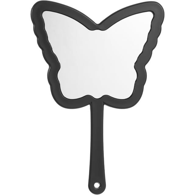 1 espejo de mano en forma de mariposa con asa, bonito espejo de mano cosmético de viaje, de una sola cara, portátil, de viaje, espejo de mano para afeitar, maquillaje, hombres y mujeres (rosa, 6 x 8