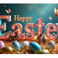 thumbnail image 4 of Happy Easter Theme Decorated Banner with Bunny Eggs Butterflies Party Backdrop for Easter Celebrations Easter Parties Photography Props Easter Decorations, 4 of 4