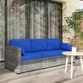 thumbnail image 2 of Outsunny Outdoor Sofa w/ Cushions, PE Rattan Patio Couch, Blue, 2 of 10