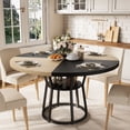 thumbnail image 4 of Table de Salle à Manger Rustique Gain de Place – Table Ronde de 47,2 Po avec Étagère de Rangement à 2 Niveaux – Base en Métal – 4–6 Places – Parfait pour Salon, Appartement, 4 of 7