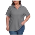 thumbnail image 1 of Timegard Tops for Women Plus Size Lapel V-Neck Short Sleeve Comfy Basic Tee Shirts Casual Loose Tops, 1 of 8