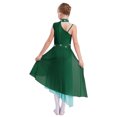 thumbnail image 3 of Jizyo Robe de Danse Lyrique Sans Manches pour Filles, Robe de Patinage Artistique Scintillante, Justaucorps de Ballet avec Jupe en Maille Transparente, Vert 6, 3 of 5