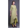 thumbnail image 3 of Bimba Robe Anarkali Jaune Ethnique Imprimée Ikat pour Femmes Col Mandarin Kurtis Indiens Kurta Asymétrique-Xxx-Grand, 3 of 5