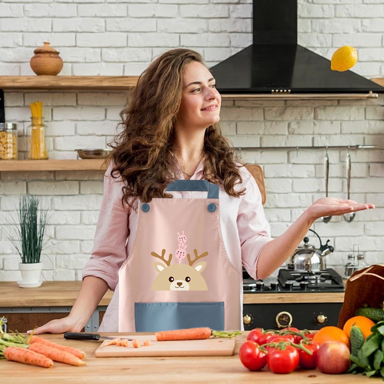 Nilvkv Apron Kitchen Household Cooking Waterproofing Oil Models New Men and Women Couples