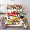 thumbnail image 1 of YST Ensemble de Douillette Graffiti Aquarelle Monde Coloré, 7 Pcs Lit en Sac, Format Simple, 1 of 5