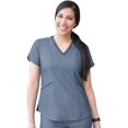 thumbnail image 1 of Adar Pro Heather Sarraus pour Femmes - Haut de Sarrau Moderne à Col en V - P7002H - Heather Navy - TTP, 1 of 7