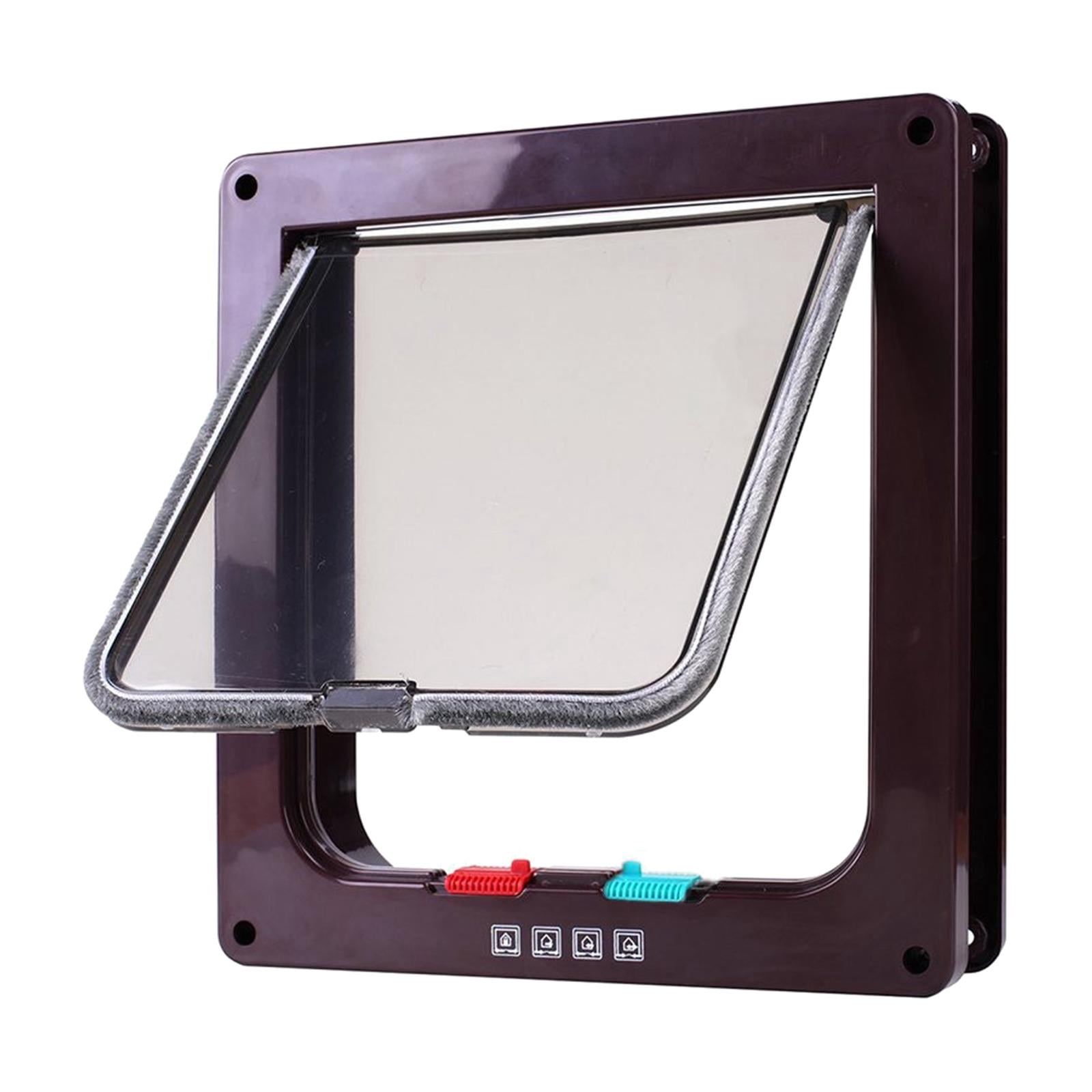 4-Way Locking Frame Pet Supplies Small Dog Kitten Cat Flap Coffee S