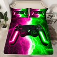 thumbnail image 2 of Gamer Bed Sheets Set for Boys Queen Size Pink and Green Gaming Bedding Set,Kids Video Game Console Sheets Modern Lightning Fitted Sheet Set Bedroom Decor with 2 Pillowcases, 2 of 5