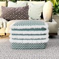 thumbnail image 2 of Simpli Home Pouf Tissé Carré Boho Leah en Turquoise et Blanc, 2 of 5