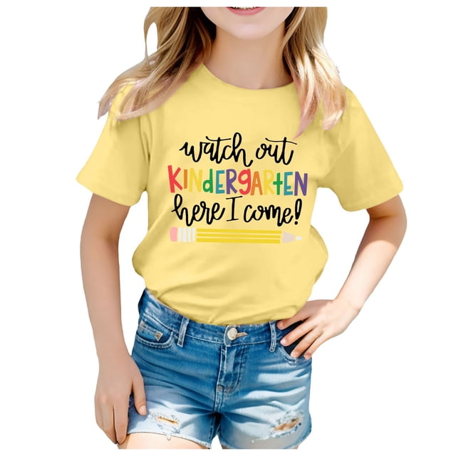 TZEWGL T-Shirts pour Nouveau-Né Saison de Rentrée Imprimé Manches Courtes Col Rond Vêtements pour Bébés Taille 6-8T