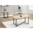 thumbnail image 3 of Monarch Specialties Table Set, 3pcs Set, Coffee, End, Living Room, Cream Stone Laminate, Black Metal, Contemporary, Modern, 3 of 3