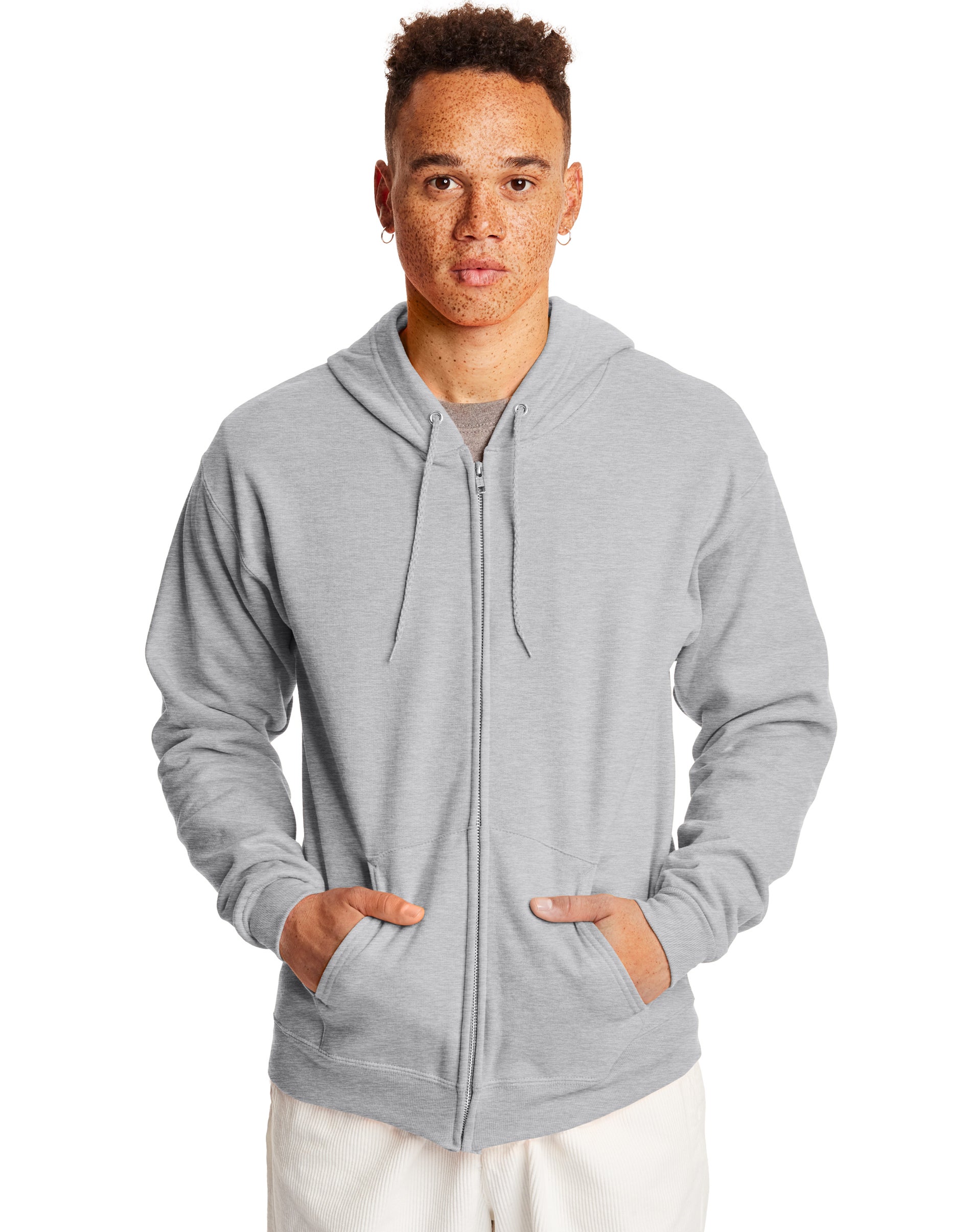 Hanes Mens ComfortBlend EcoSmart Full Zip Hoodie, XL, Ash