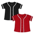 thumbnail image 1 of TOPTIE 2 Pack Kids Baseball Jersey Boy's Button Down Sport T Shirts Tops-black red-2T, 1 of 6