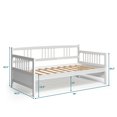 thumbnail image 2 of Gymax Lit-Banquette à Lattes en Bois Format Simple Plateforme de Soutien Robuste avec Rails Blanc, 2 of 9