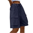 thumbnail image 1 of Timegard Cargo Shorts for Women Elastic High Waisted Drawstring Athletic Walking Shorts with Multi-pockets, 1 of 5
