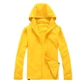 thumbnail image 1 of Fall Winter Jackets Coats Cardigan for Women, Solid Rain Jacket Outdoor Plus Size Hooded Windproof Loose Coat Water Proof Raglan Cuff Storage Bag Yellow, 1 of 3