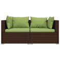 thumbnail image 2 of vidaXL 3 Piece Garden Lounge Set with Cushions Brown Poly Rattan, 2 of 4