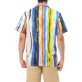thumbnail image 3 of INSPIRE CHIC Chemises à Rayures pour Hommes à Manches Courtes Boutonnées Chemise Hawaïenne Imprimée S Bleu Jaune Rouge, 3 of 6