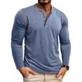 thumbnail image 1 of RXIRUCGD Chemise Décontractée pour Homme à Couleur Unie, Boutonnée, à Col Rond, à Manches Longues, Bleu, Taille : 2TG, 1 of 9