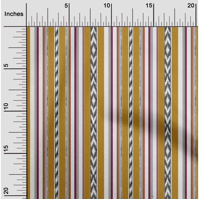 oneOone Tissu en Soie Tabby Rayé Ikat Imprimé Tissu BTY 42 Pouces de Large